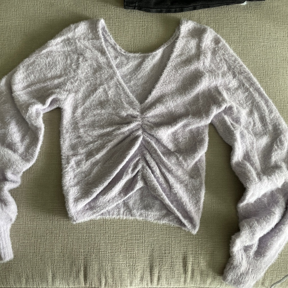 Fluffy lavender crop sweater